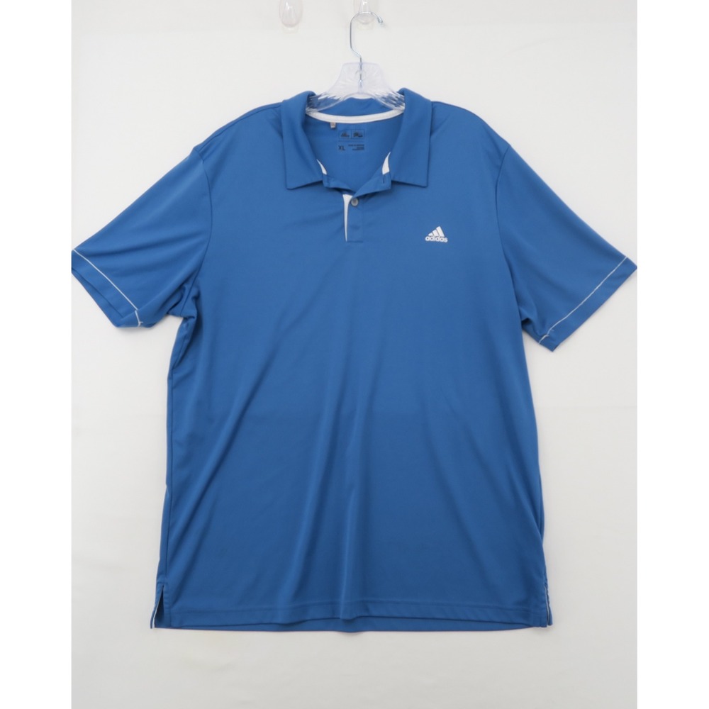 Adidas Golf Mens XL Blue Short Sleeve‎ Performance Polo Shirt 3-Stripe Back